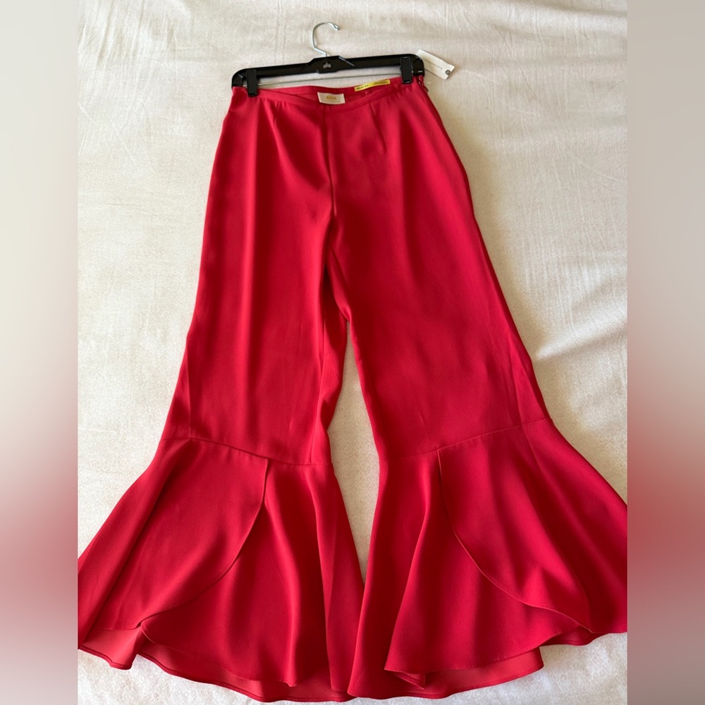 Anthropologie Vibrant Red Wide Leg Pants